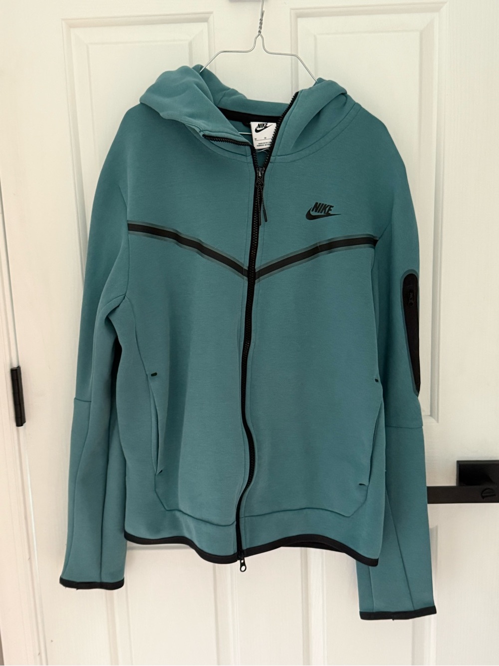 Nike Tech Teal Zip-Up Hooded Sweatshirt with Black Accents